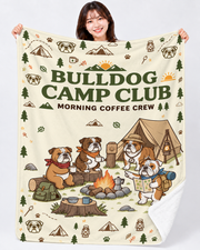 Bulldog Camping Coffee Crew キャンプを楽しむブルドッグデザイン | Blanket