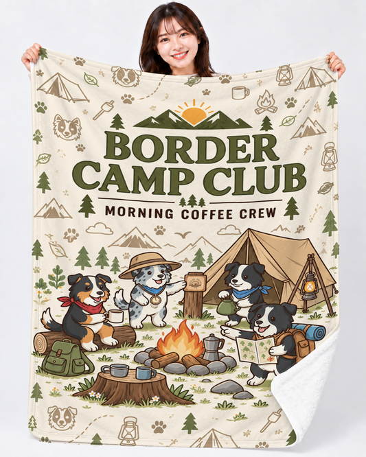 Border Collie Camp ボーダーコリーキャンプデザイン | ブランケット | 片面プリント