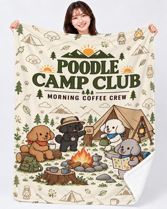 Poodle Camp Morning プードルキャンプデザイン | ブランケット | 片面プリント