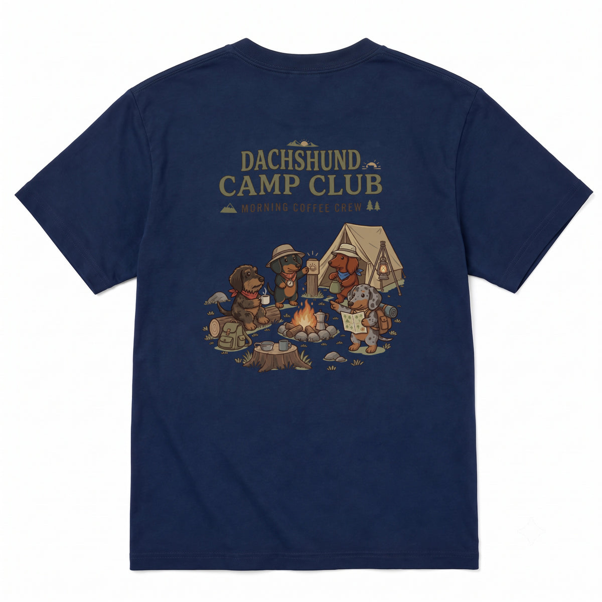 DACHSHUND CAMP CLUB ダックスフンド キャンプTシャツ｜バックプリント
