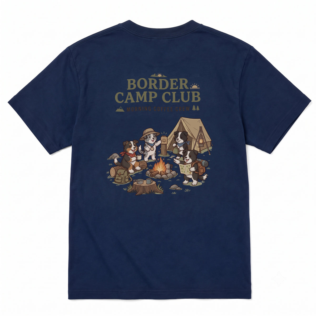BORDER CAMP CLUB ボーダーコリー キャンプTシャツ｜バックプリント