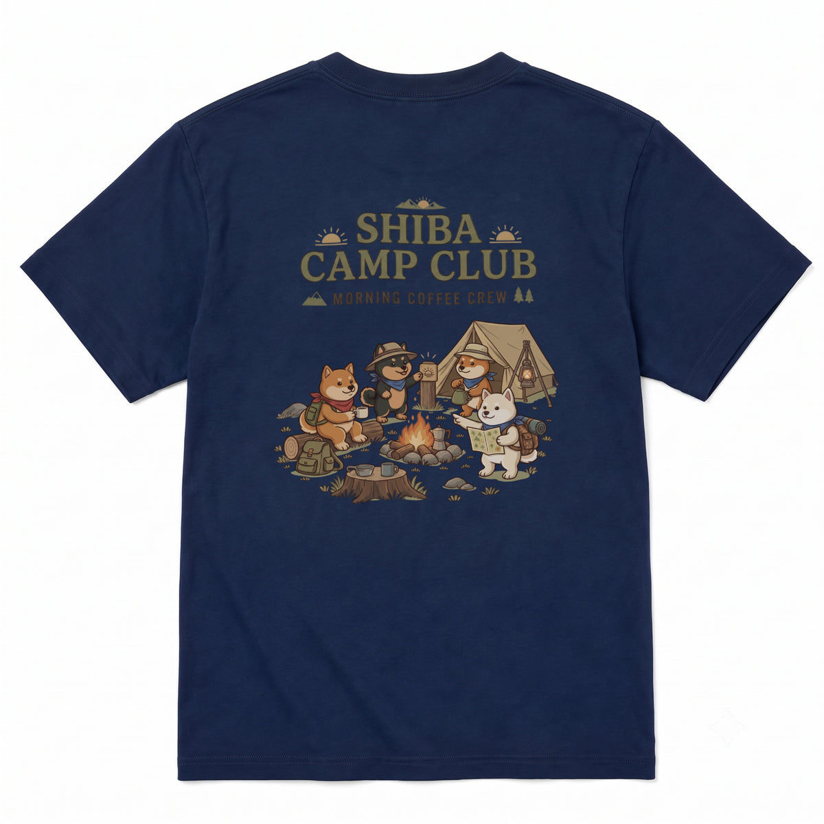 SHIBA CAMP CLUB 柴犬 キャンプTシャツ｜バックプリント