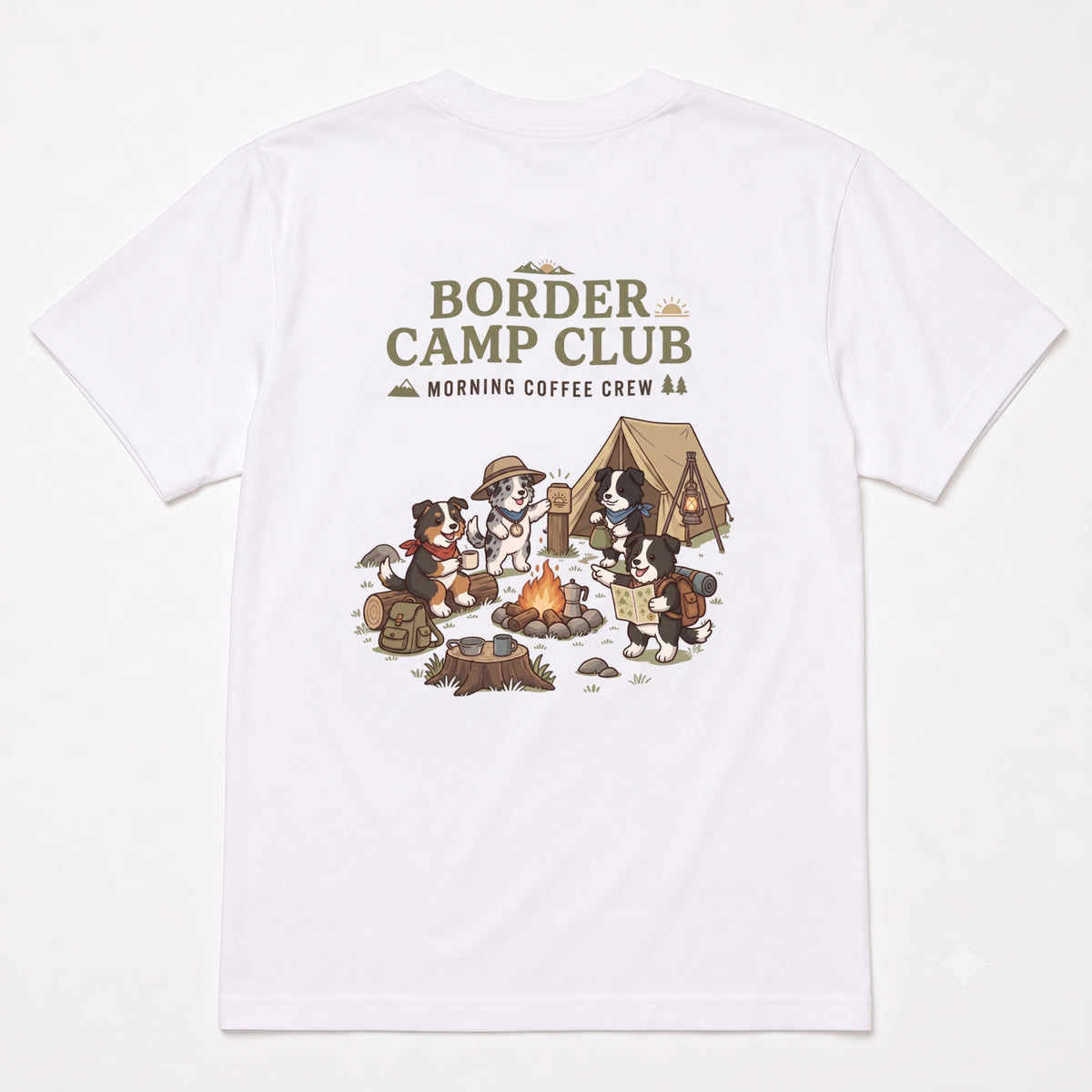BORDER CAMP CLUB ボーダーコリー キャンプTシャツ｜バックプリント