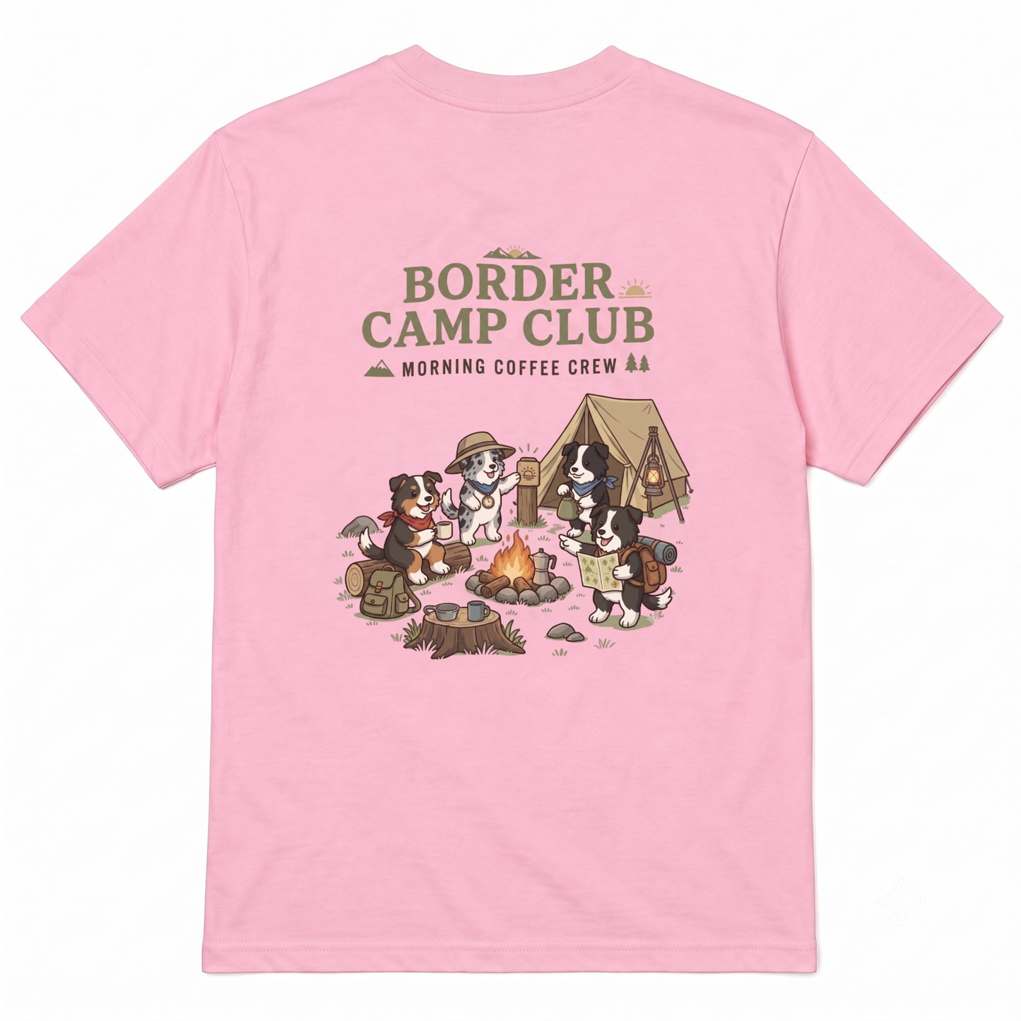 BORDER CAMP CLUB ボーダーコリー キャンプTシャツ｜バックプリント