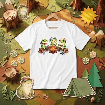 【カエル・キャンプ＆BBQ】おしゃれなTシャツ | CAMPMODE