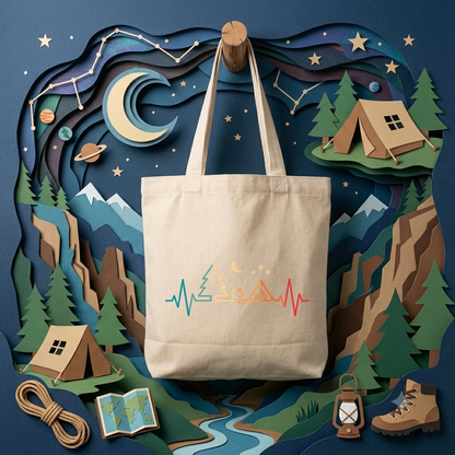 【キャンプの鼓動】カラフルキャンバストートバッグ｜CAMPMODE