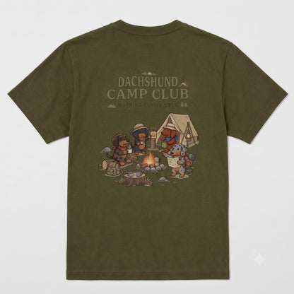 DACHSHUND CAMP CLUB ダックスフンド キャンプTシャツ｜バックプリント