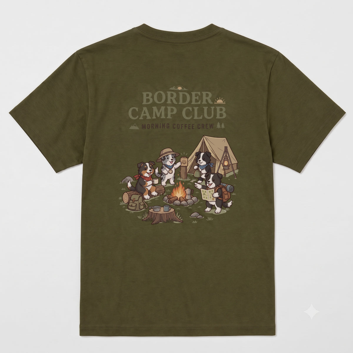 BORDER CAMP CLUB ボーダーコリー キャンプTシャツ｜バックプリント