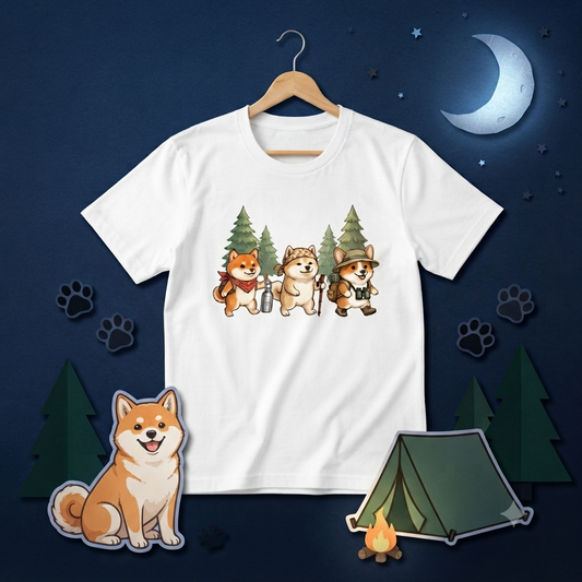 【柴犬・ハイキング＆キャンプ】おしゃれなTシャツ | CAMPMODE