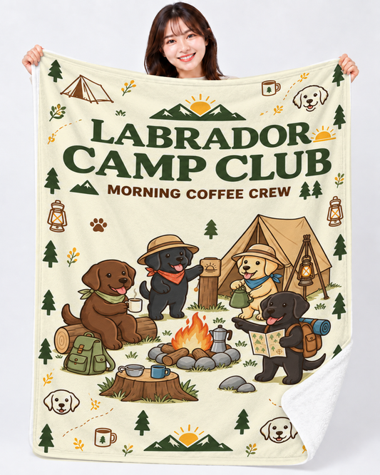Labrador Camp Club Crew キャンプを楽しむラブラドールデザイン | ブランケット