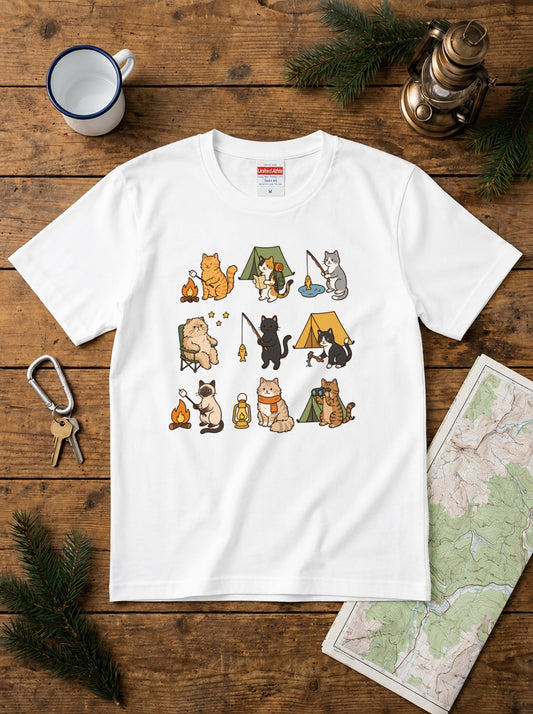 猫好きキャンパーのためのかわいいTシャツ