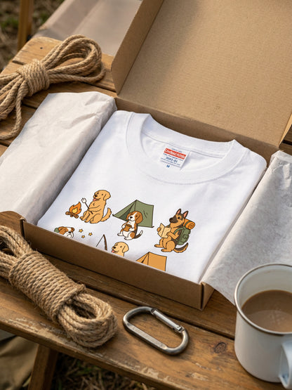 かわいい犬のキャンプTシャツ, 自然愛好家へのハイキング犬ギフト