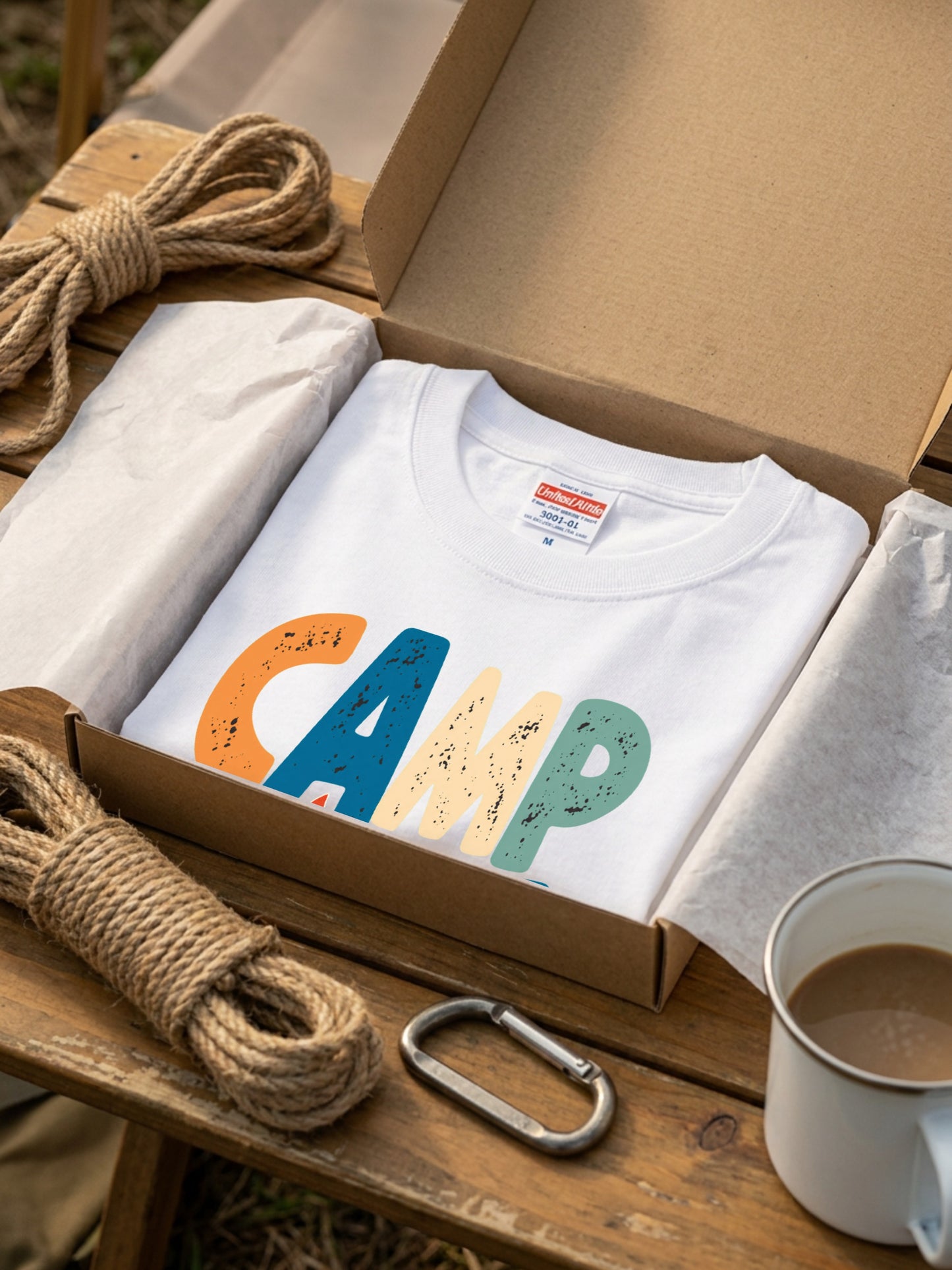 レトロ 「CAMP LIFE」 キャンプ Tシャツ - ヴィンテージ風 70年代 焚き火 グラフィックTシャツ アウトドア 服