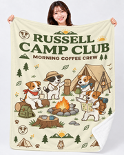 Russell Camp Coffee Crew キャンプを楽しむジャックラッセルデザイン | Blanket