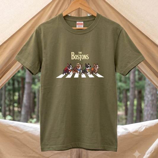 THE BOSTONS | 横断歩道 ゆるかわ プードル キャンプ パロディTシャツ【犬好き・愛犬家・アウトドア・ギフトに最適】