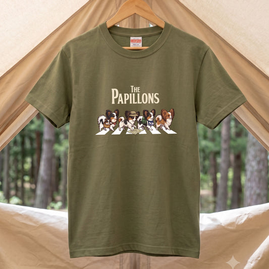 THE PAPILLONS | 横断歩道 ゆるかわ プードル キャンプ パロディTシャツ【犬好き・愛犬家・アウトドア・ギフトに最適】
