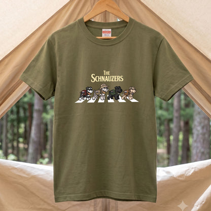 THE SCHNAUZERS | 横断歩道 ゆるかわ プードル キャンプ パロディTシャツ【犬好き・愛犬家・アウトドア・ギフトに最適】