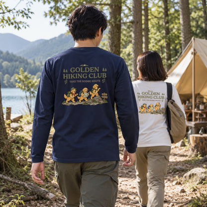 グレーのバックプリント：Golden Hiking Club