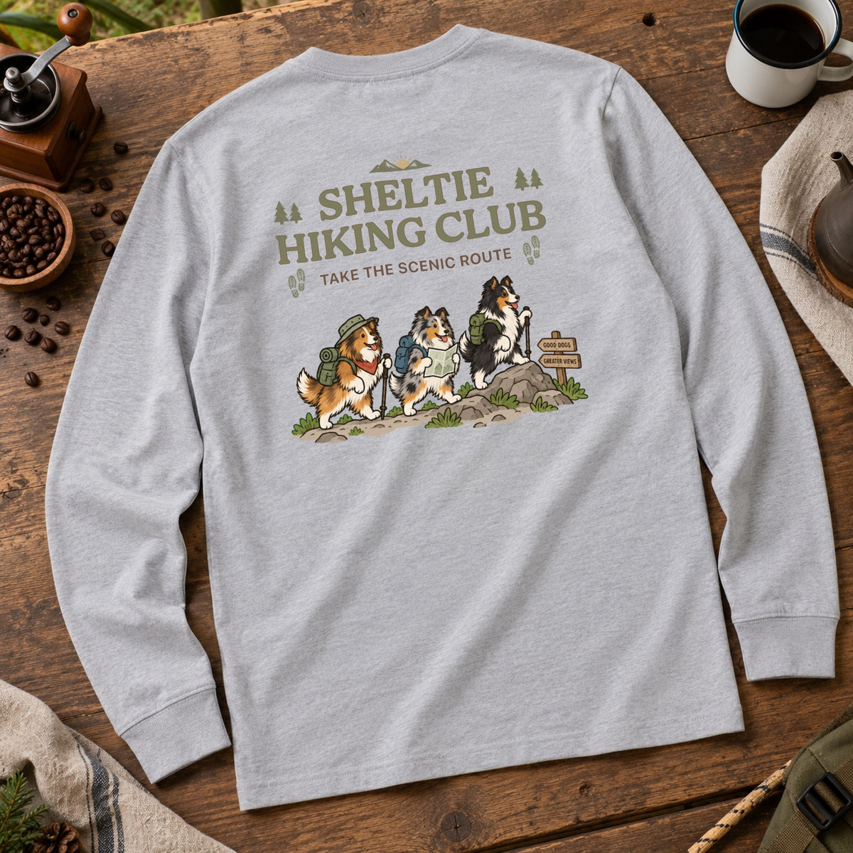 Shetland Sheepdog hiking club バックプリント