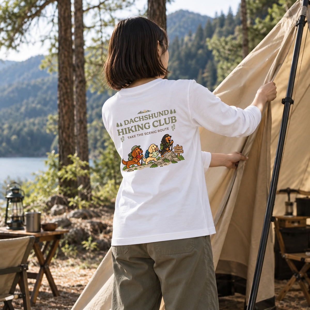 Dachshund hiking club バックプリント