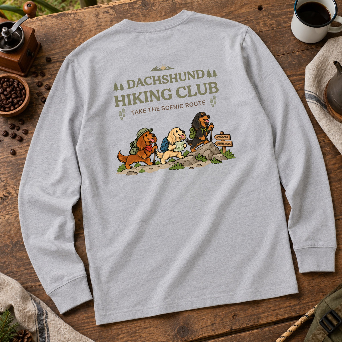 Dachshund hiking club バックプリント