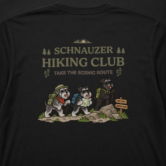 Schnauzer hiking club シュナウザー 登山 ロングスリーブTシャツ ｜バックプリント