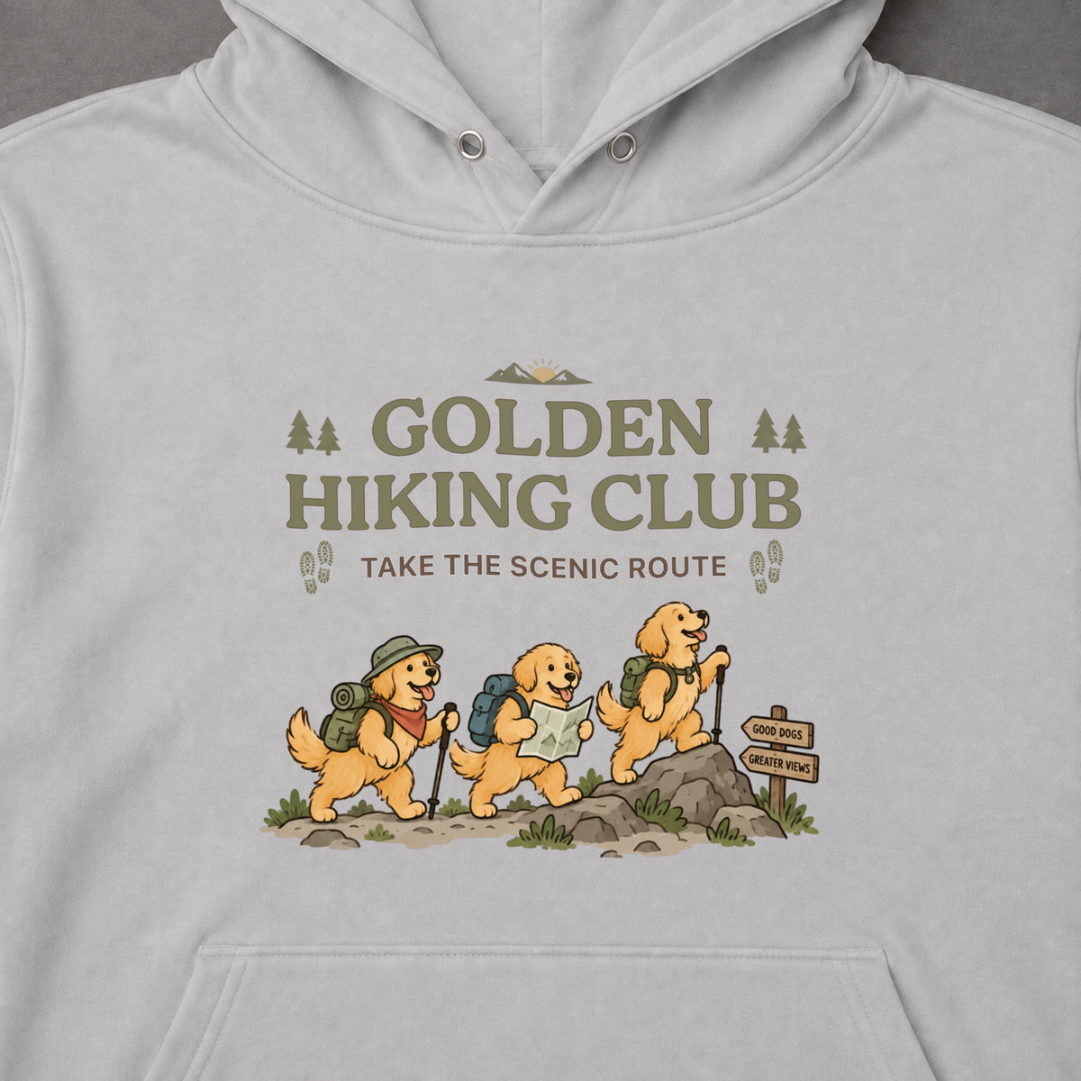 Golden Retriever hiking club ゴールデンレトリバー 登山 パーカー ｜フロントプリント