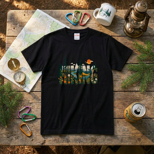 ハイキングシャツ：マウンテン・アドベンチャー・グラフィックTシャツ