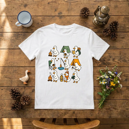 かわいいガチョウのキャンプTシャツ