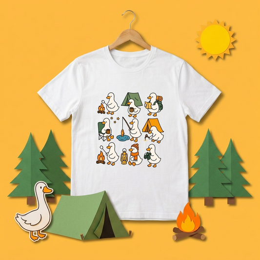 かわいいガチョウのキャンプTシャツ