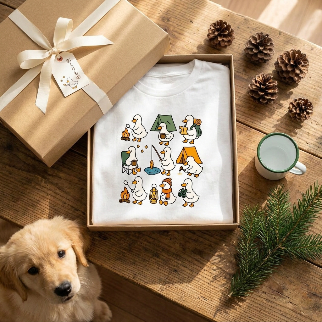 かわいいガチョウのキャンプTシャツ