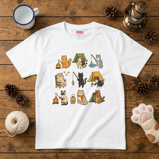 猫好きキャンパーのためのかわいいTシャツ