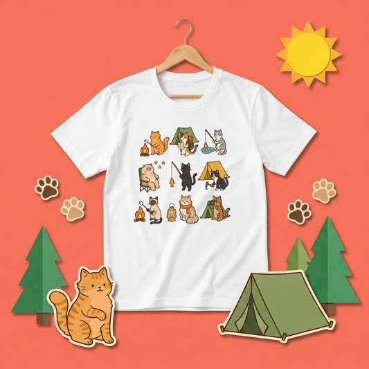 猫好きキャンパーのためのかわいいTシャツ