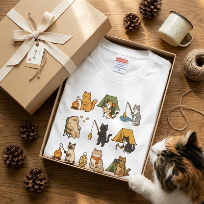 猫好きキャンパーのためのかわいいTシャツ