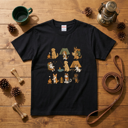かわいい犬のキャンプTシャツ, 自然愛好家へのハイキング犬ギフト