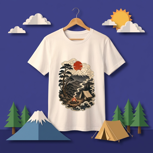 富士山デザイン・キャンプTシャツ