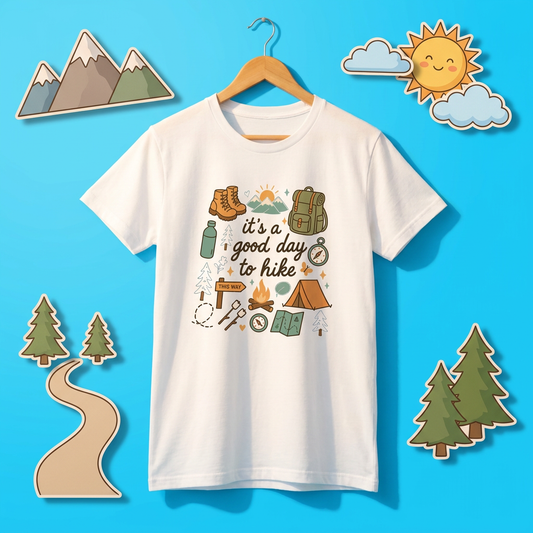 「It's a good day to hike」ハイキング Tシャツ - かわいい キャンプ グラフィックTシャツ アウトドア 登山 キャンプギア