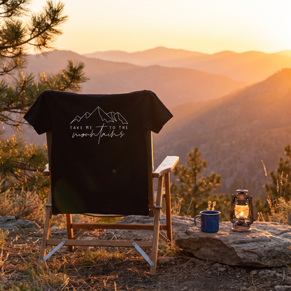 「Take me to the mountains」山 Tシャツ - ミニマル ラインアート 登山 ハイキング アウトドア キャンプ 服