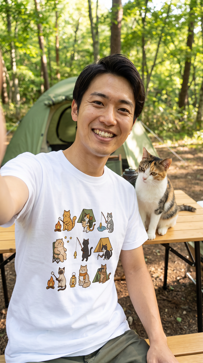 猫好きキャンパーのためのかわいいTシャツ