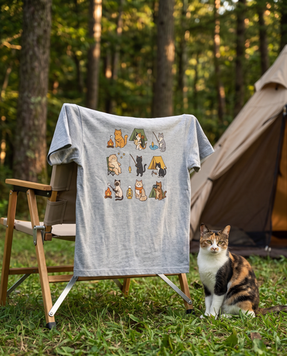 猫好きキャンパーのためのかわいいTシャツ