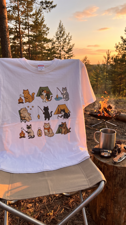猫好きキャンパーのためのかわいいTシャツ