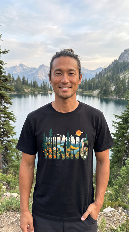ハイキングシャツ：マウンテン・アドベンチャー・グラフィックTシャツ