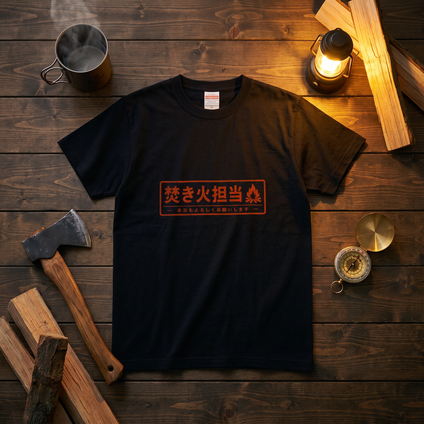 焚き火担当 おもしろキャンプTシャツ｜CAMPMODE