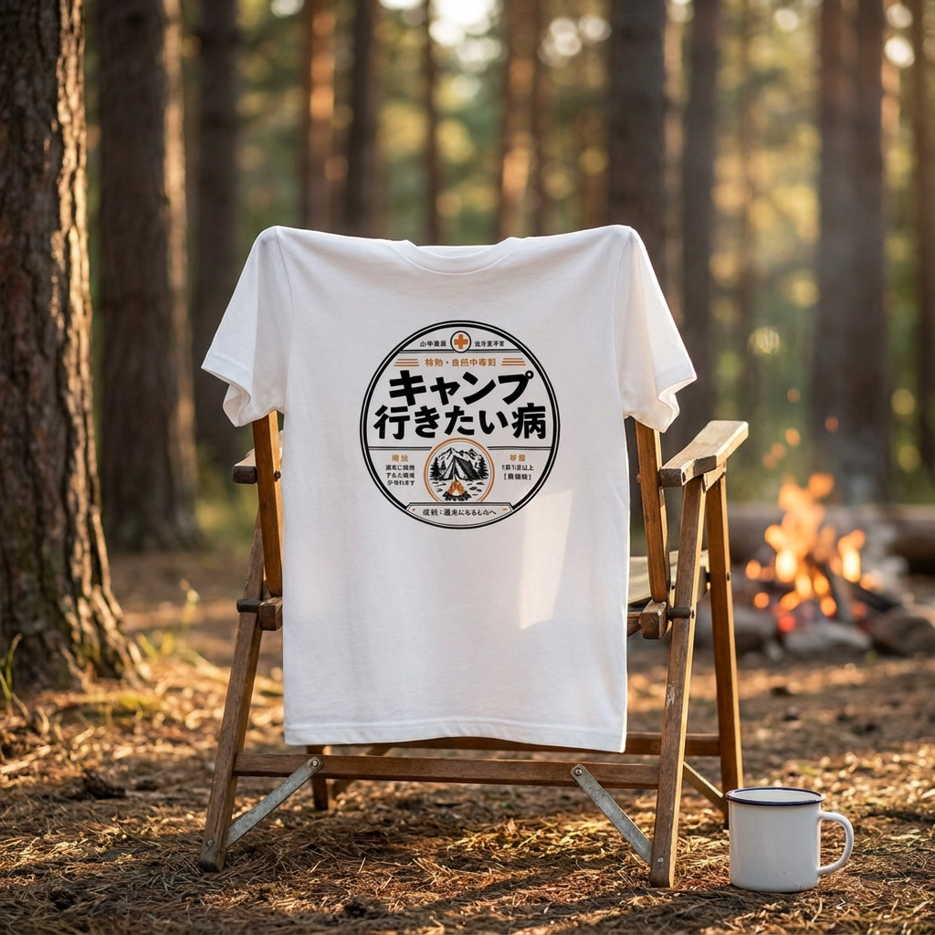 キャンプ行きたい病 おもしろキャンプTシャツ｜CAMPMODE