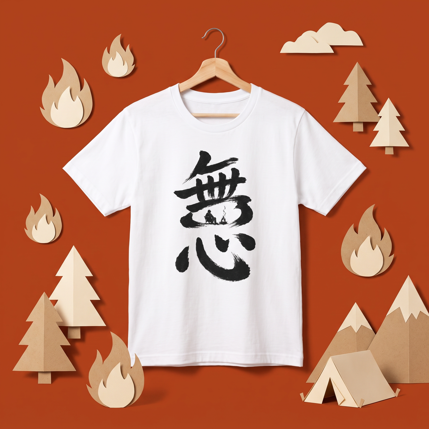 無心 焚き火Tシャツ ソロキャンプ｜CAMPMODE