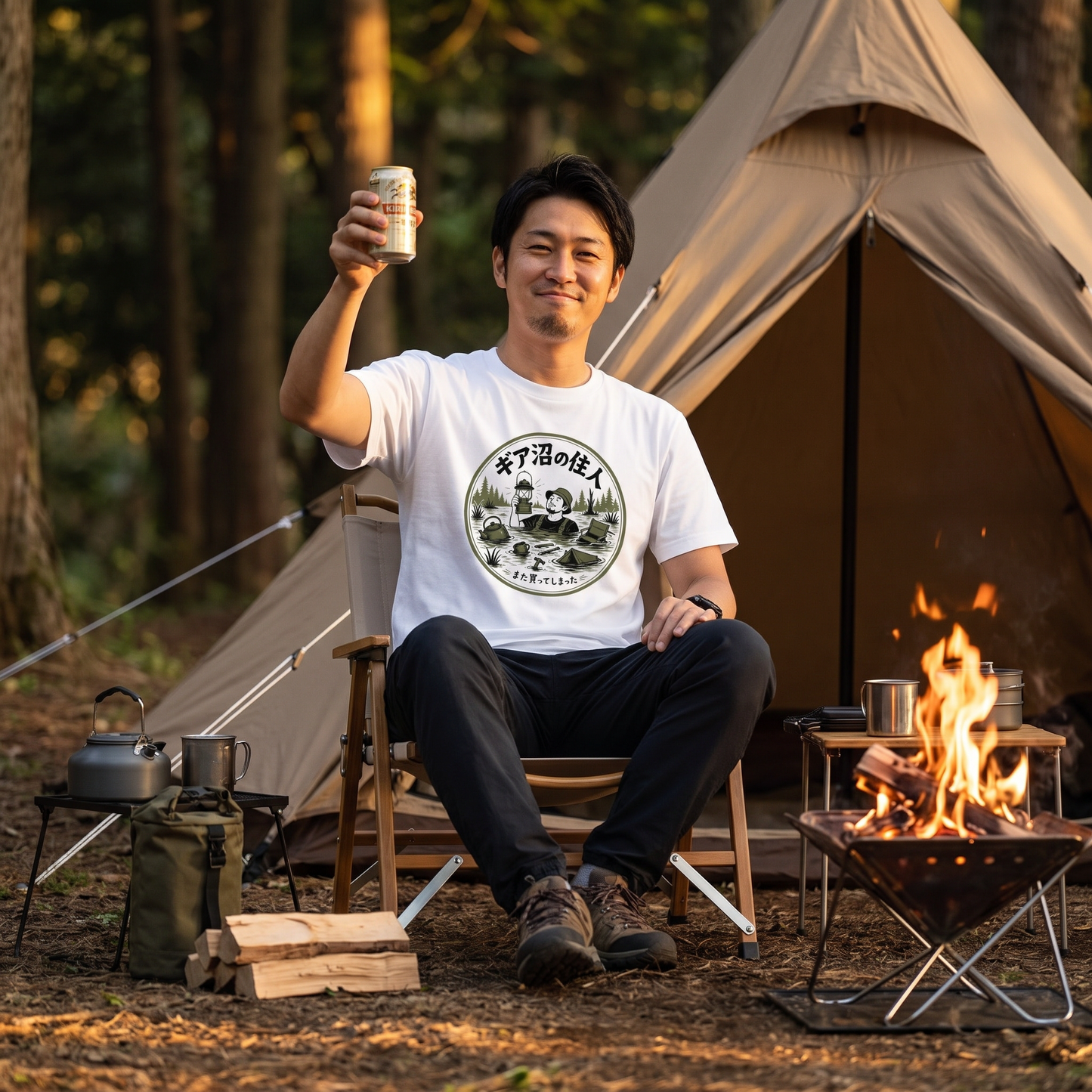 ギア沼の住人 おもしろキャンプTシャツ｜CAMPMODE