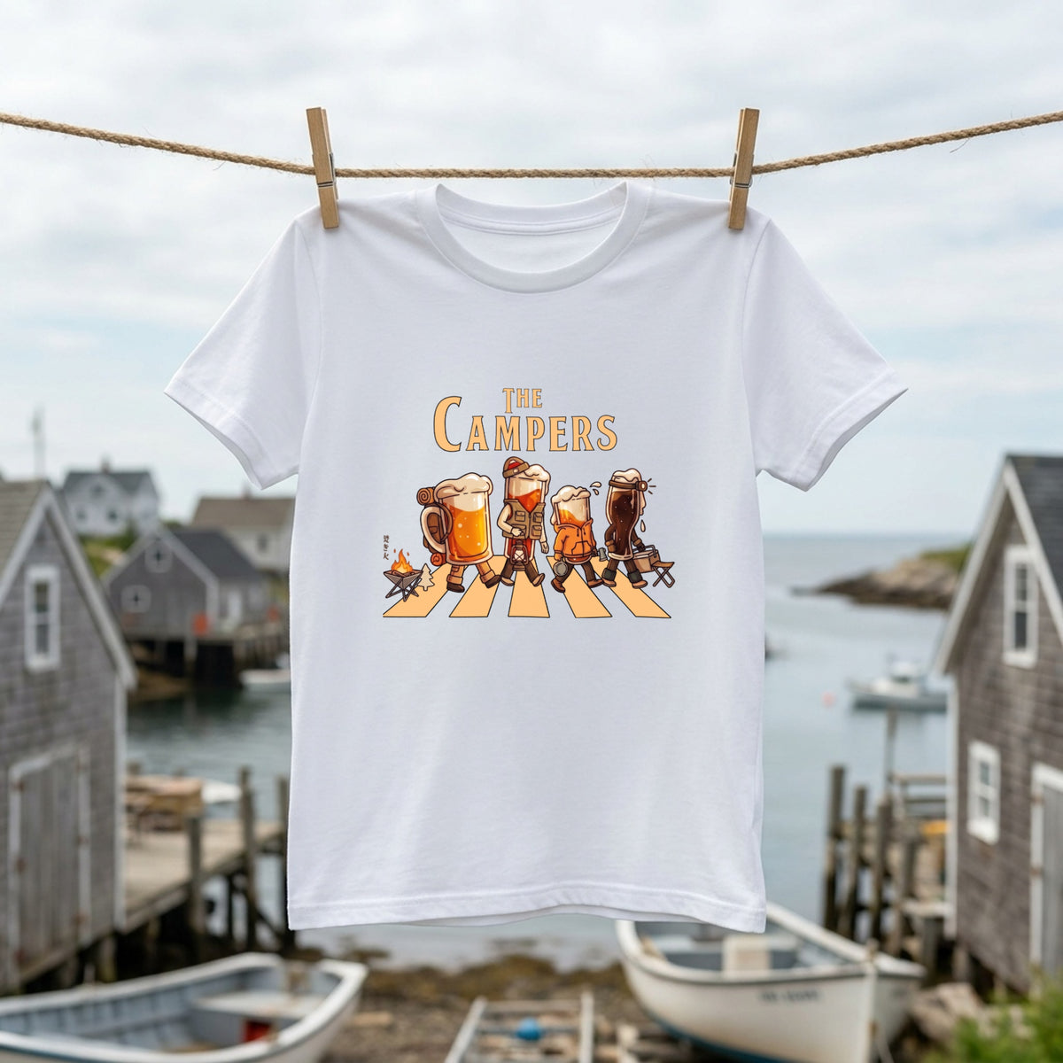 THE BEER CAMPERS | ビールたちのキャンプ 横断歩道 面白Tシャツ【ビール好き・キャンプ好き・ギフトに最適】