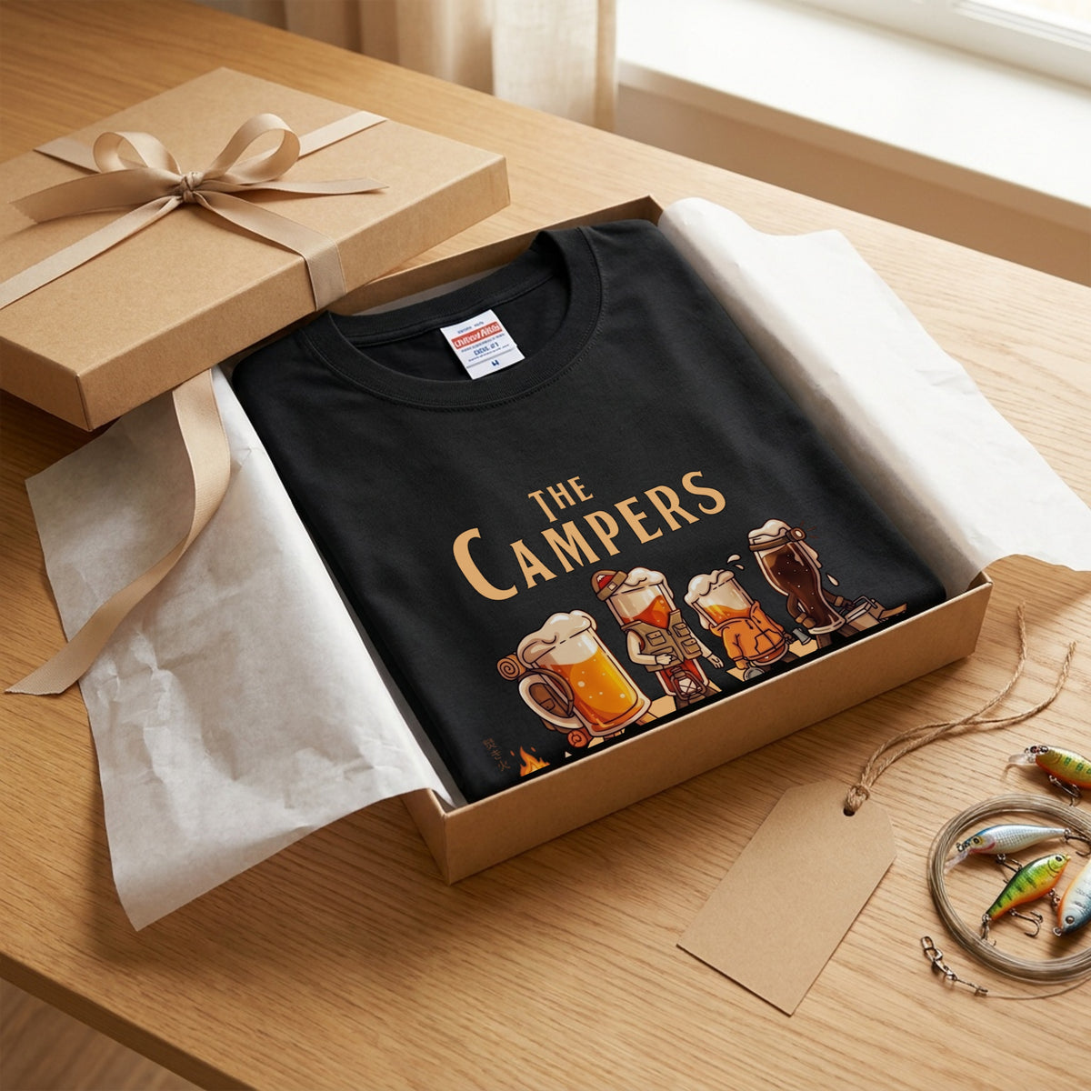 THE BEER CAMPERS | ビールたちのキャンプ 横断歩道 面白Tシャツ【ビール好き・キャンプ好き・ギフトに最適】