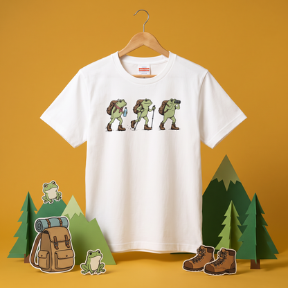 カエルの山登り イラスト Tシャツ | 登山 トレッキング 服 | CAMPMODE