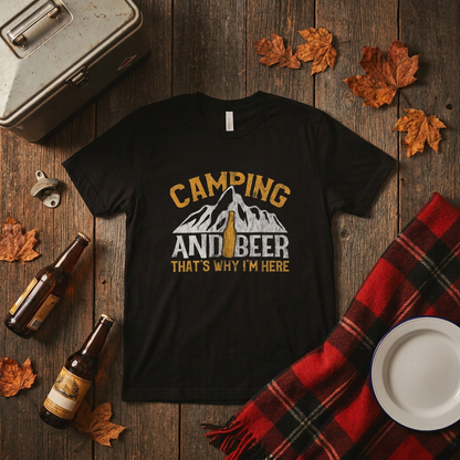 「CAMPING AND BEER」山とビール ヴィンテージ Tシャツ - キャンプ 服 | CAMPMODE